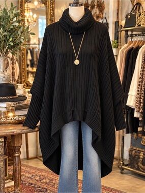 Asymmetrical Oversized Sweater Distressed Trim